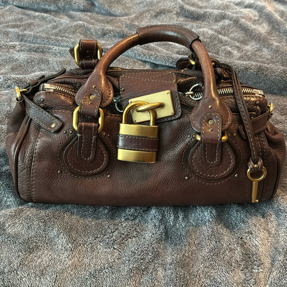 Authentic Chocolate Brown Chloe Paddington With Original Brass Lock and Key